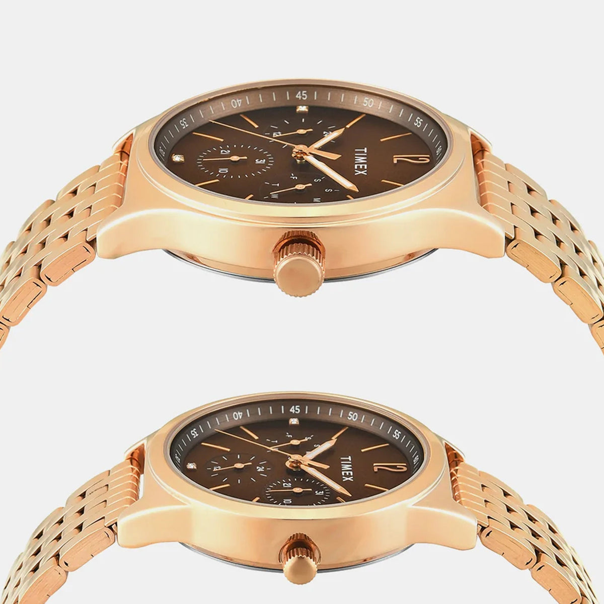 Trendline Couple Quartz Brown Dial Multi-Function Stainless Steel Watch TW00PR349