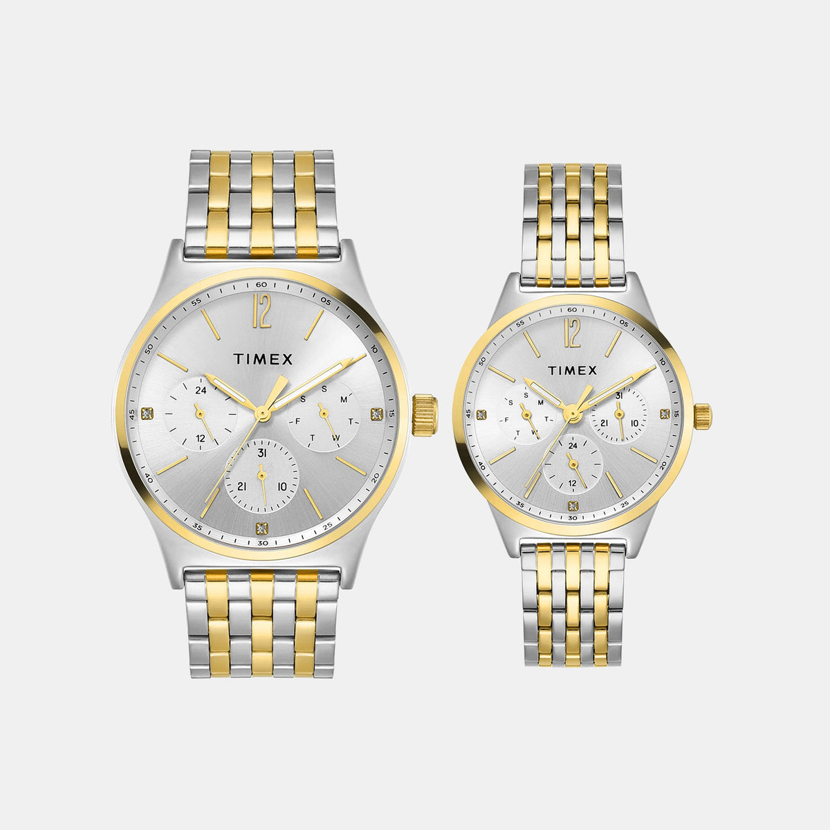 Trendline Couple Quartz Silver Dial Multi-Function Stainless Steel Watch TW00PR350