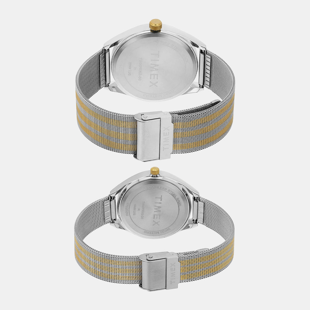Trendline Couple Quartz Silver Dial Analog Stainless Steel Watch TW00PR352