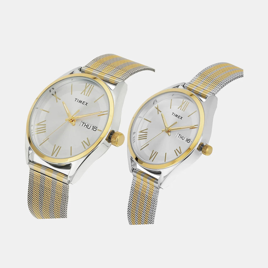 Trendline Couple Quartz Silver Dial Analog Stainless Steel Watch TW00PR352