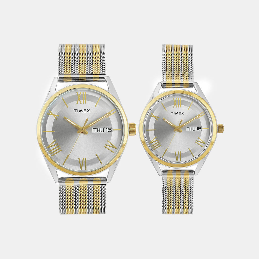 Trendline Couple Quartz Silver Dial Analog Mesh Watch TW00PR352