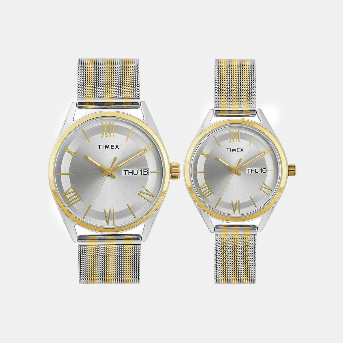 Trendline Couple Quartz Silver Dial Analog Mesh Watch TW00PR352