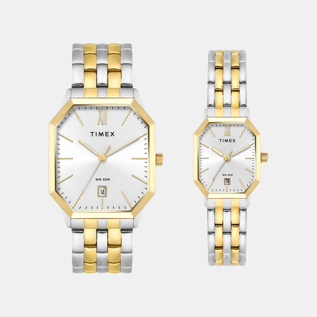 Trendline Couple Quartz Silver Dial Analog Stainless Steel Watch TW00PR354