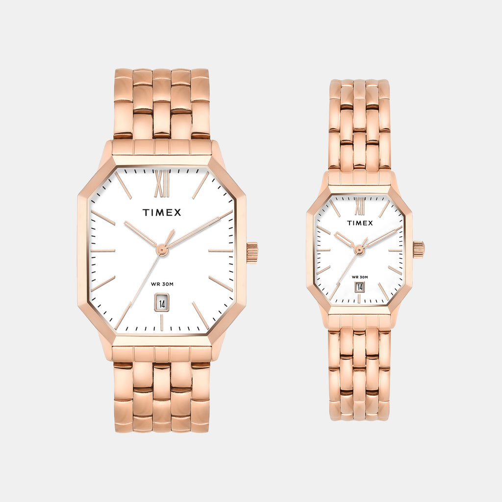 Trendline Couple Quartz White Dial Analog Stainless Steel Watch TW00PR355