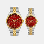 Couple Quartz Red Dial Multi-Function Stainless Steel Watch TW00PR365