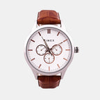 Men Quartz White Dial Chronograph Leather Watch TW00ZR299