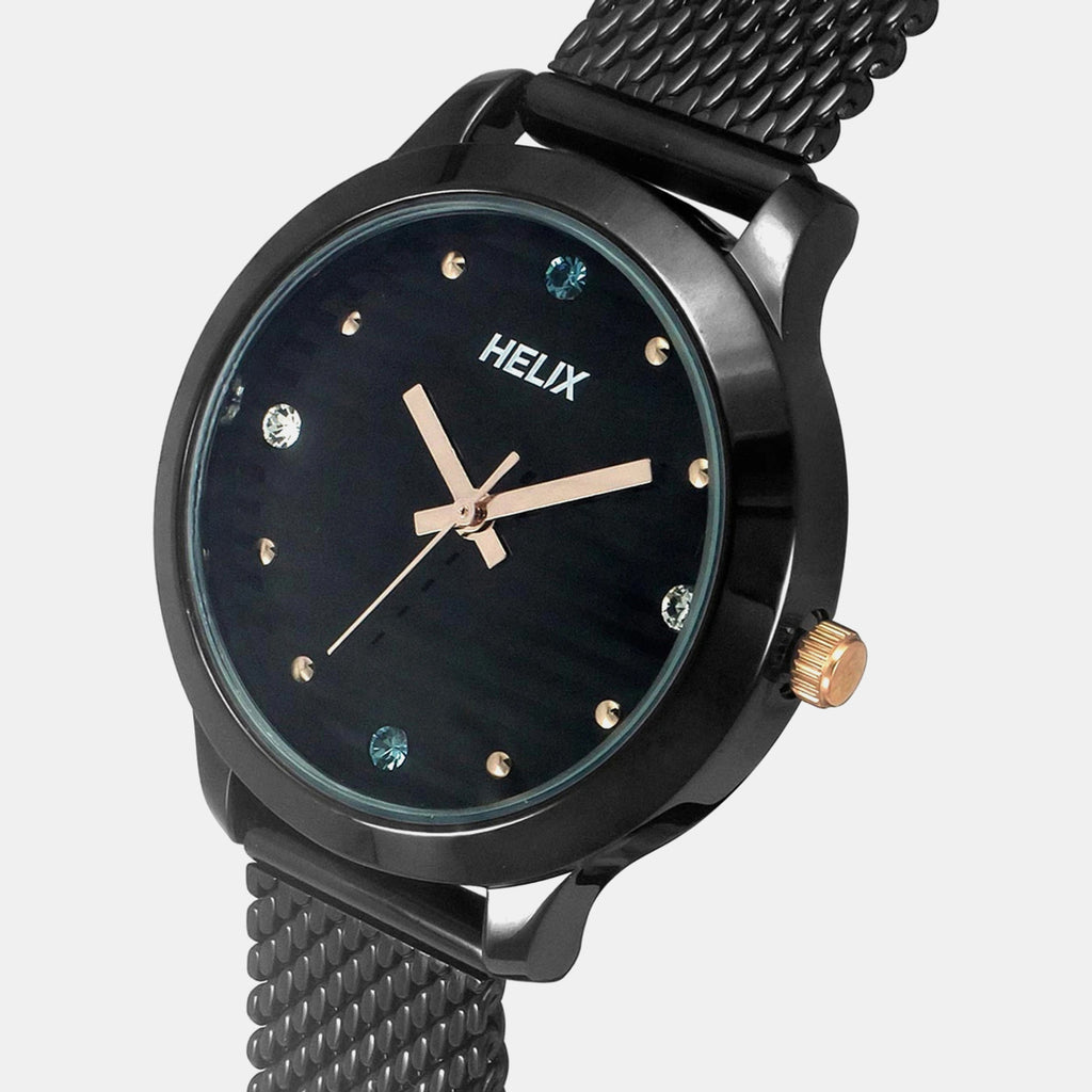 Women Quartz Black Dial Analog Stainless Steel Watch TW022HL24