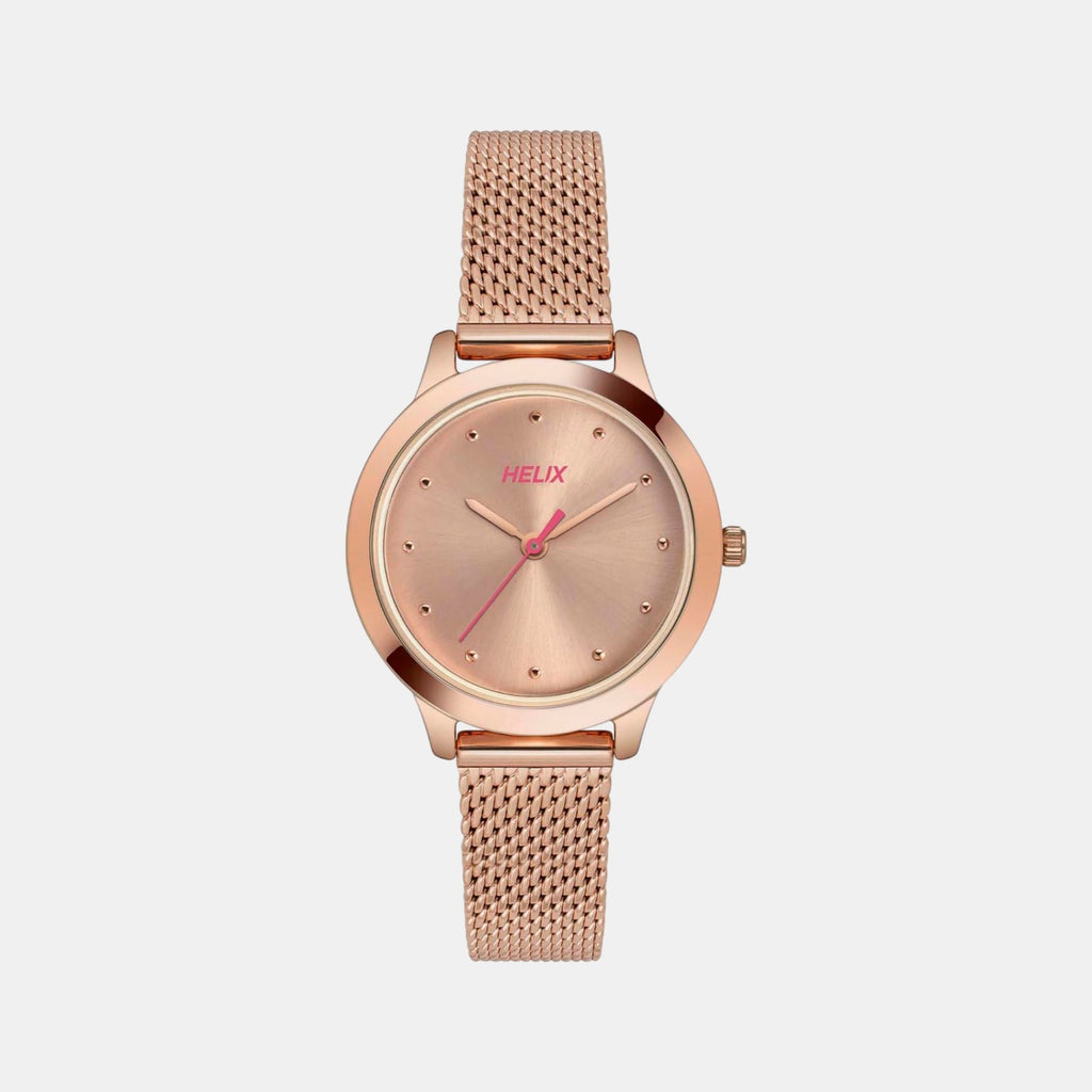 Women Quartz Rose Gold Dial Analog Mesh Watch TW022HL25