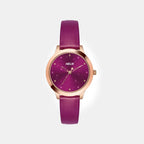 Women Quartz Magenta Dial Analog Leather Watch TW022HL32
