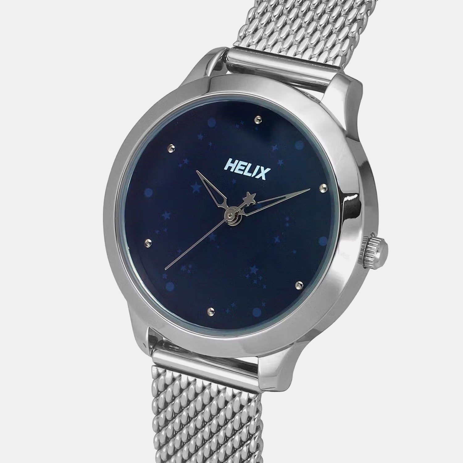 Women Quartz Blue Dial Analog Mesh Watch TW022HL34