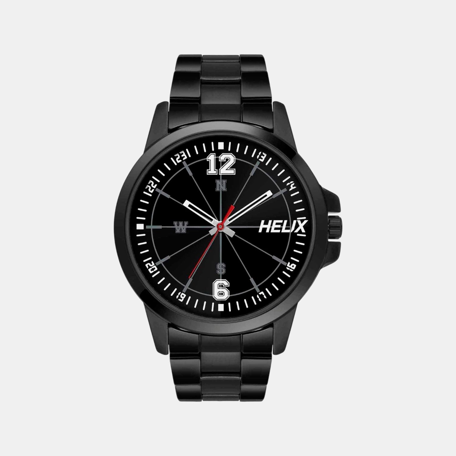 Helix Men Quartz Black Dial Analog Stainless Steel Watch TW023HG27 ...