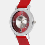 Women Quartz Red Dial Analog Leather Watch TW024HL19