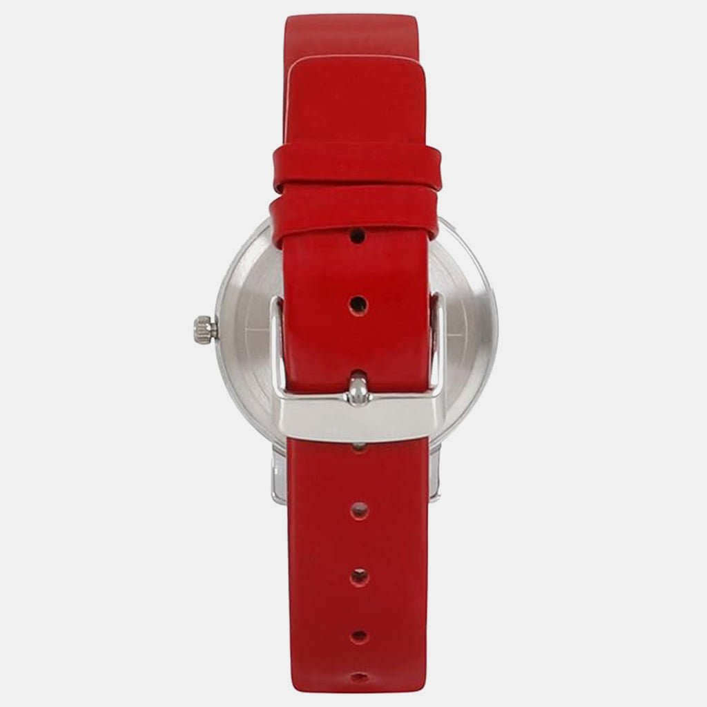 Women Quartz Red Dial Analog Leather Watch TW024HL19