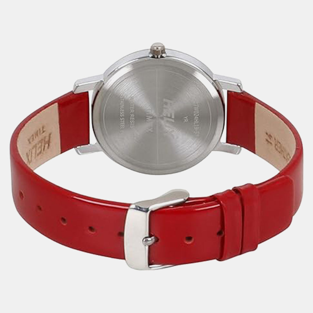 Women Quartz Red Dial Analog Leather Watch TW024HL19