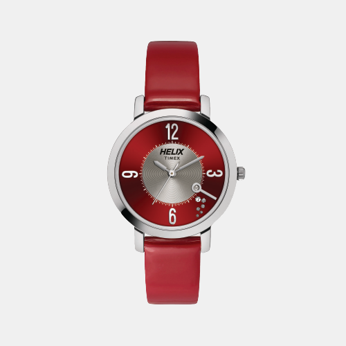 Female Red Analog Leather Watch TW024HL19