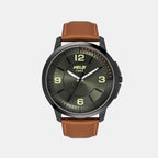 Men Quartz Green Dial Analog Leather Watch TW027HG15