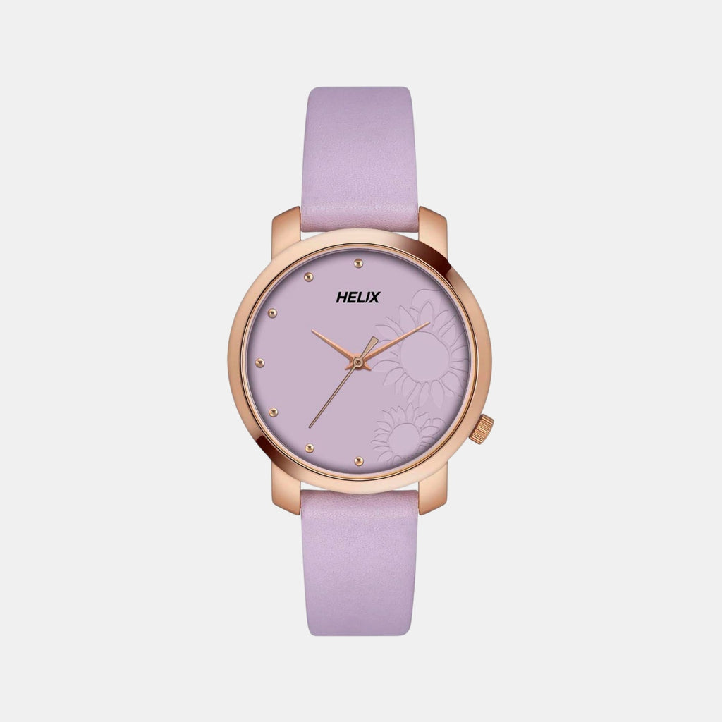 Women Quartz Lavender Dial Analog Leather Watch TW032HL44