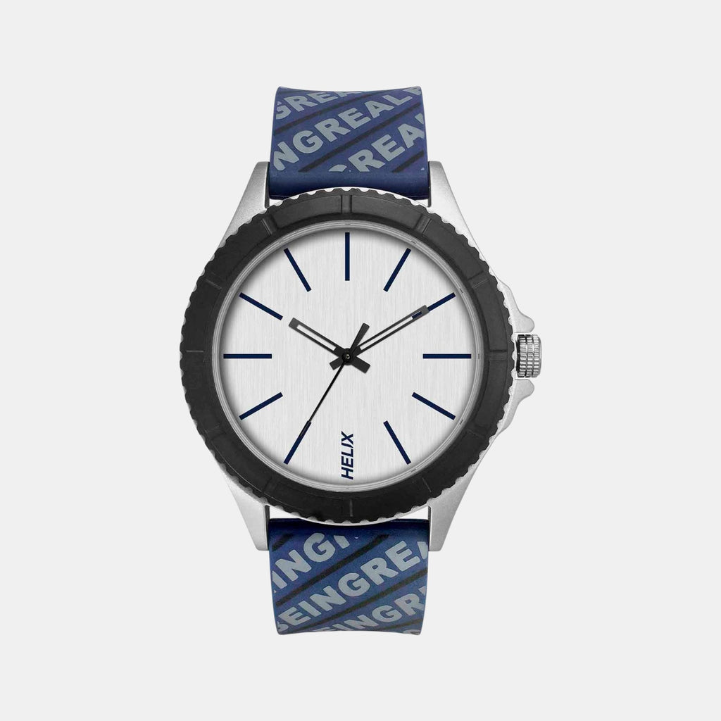 Men Quartz Silver Dial Analog Silicone Watch TW033HG23