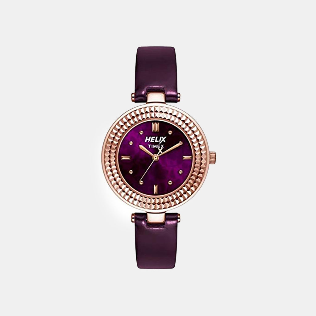Women Quartz Purple Dial Analog Leather Watch TW033HL06