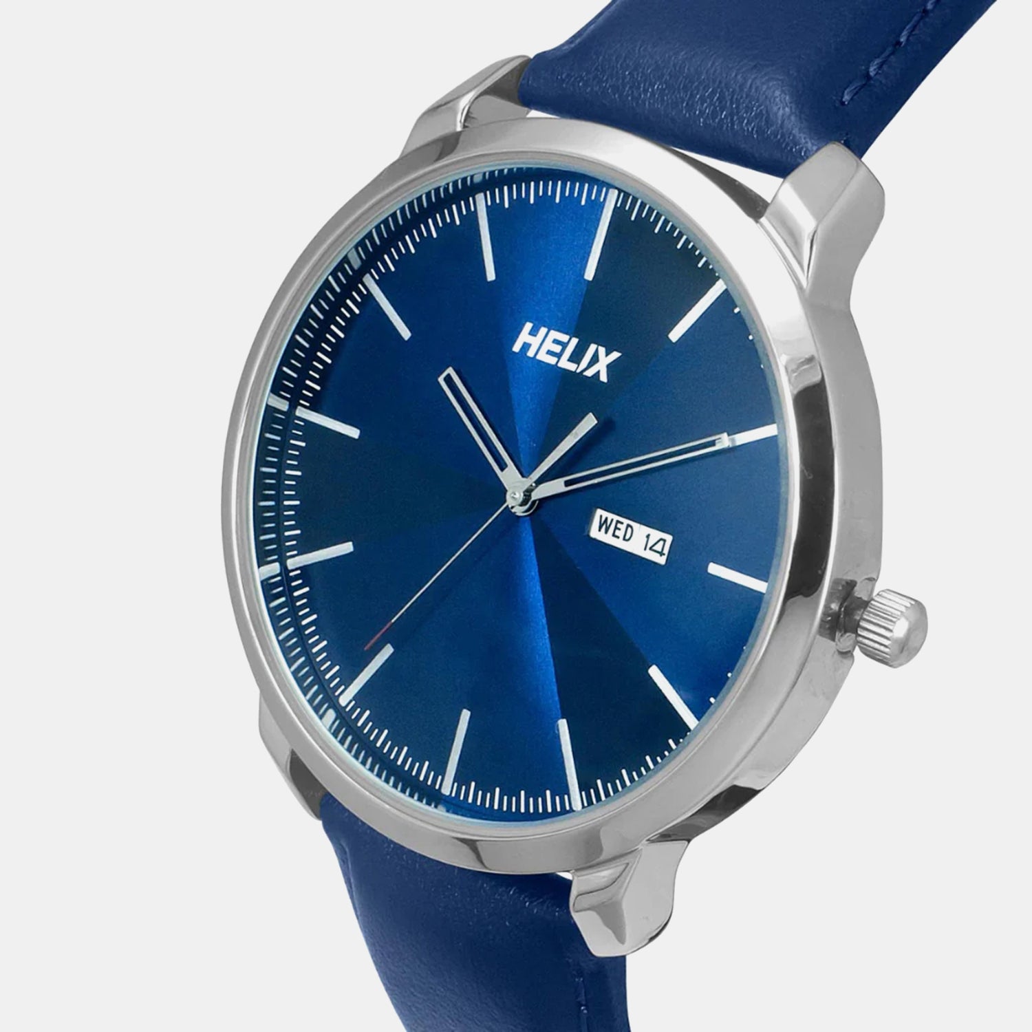 Men Quartz Blue Dial Analog Leather Watch TW039HG13