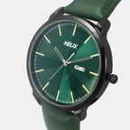 Men Quartz Green Dial Analog Leather Watch TW039HG16