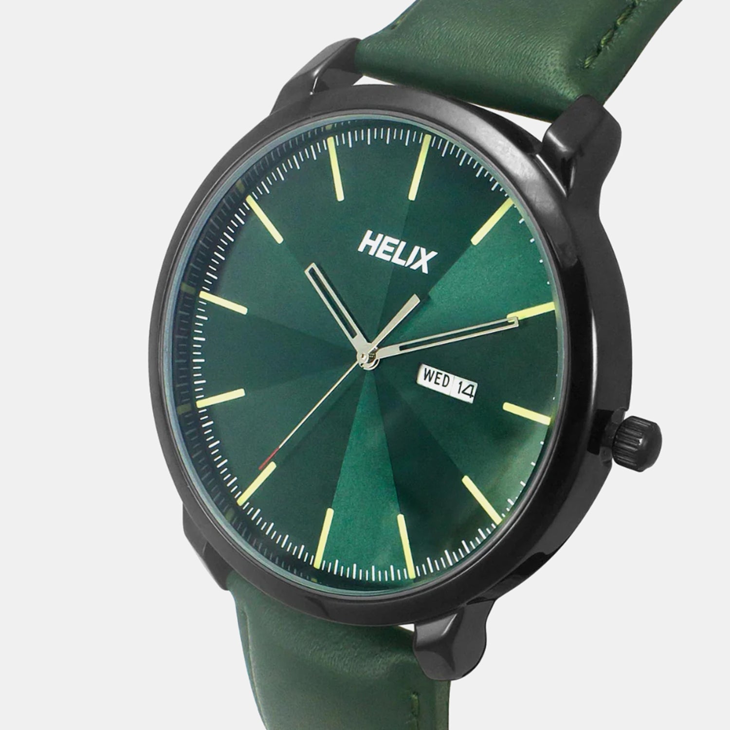 Men Quartz Green Dial Analog Leather Watch TW039HG16