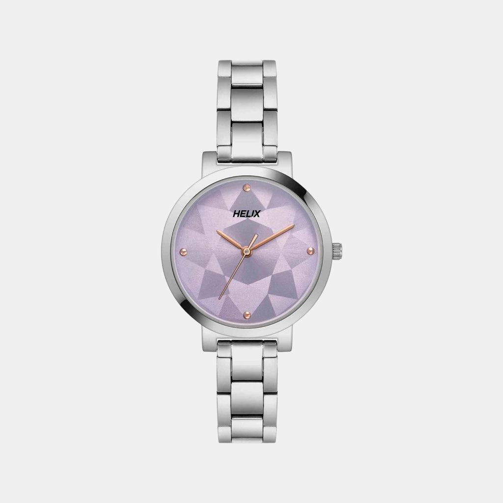 Women Quartz Purple Dial Analog Stainless Steel Watch TW041HL23