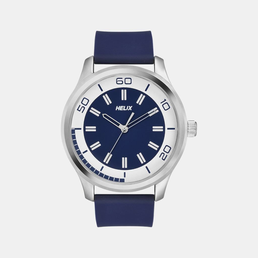 Men Quartz Blue Dial Analog Silicone Watch TW043HG22