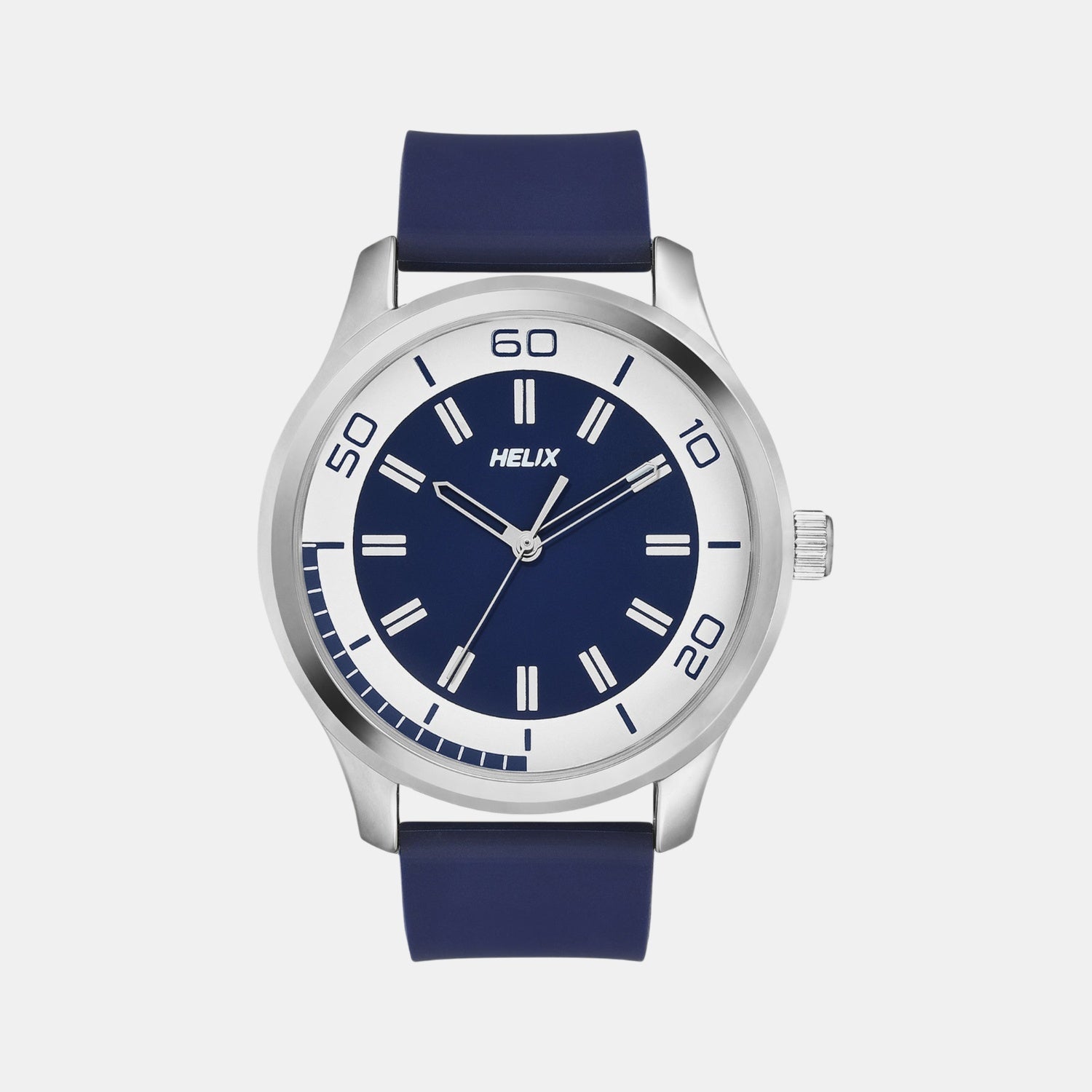 Men Quartz Blue Dial Analog Silicone Watch TW043HG22