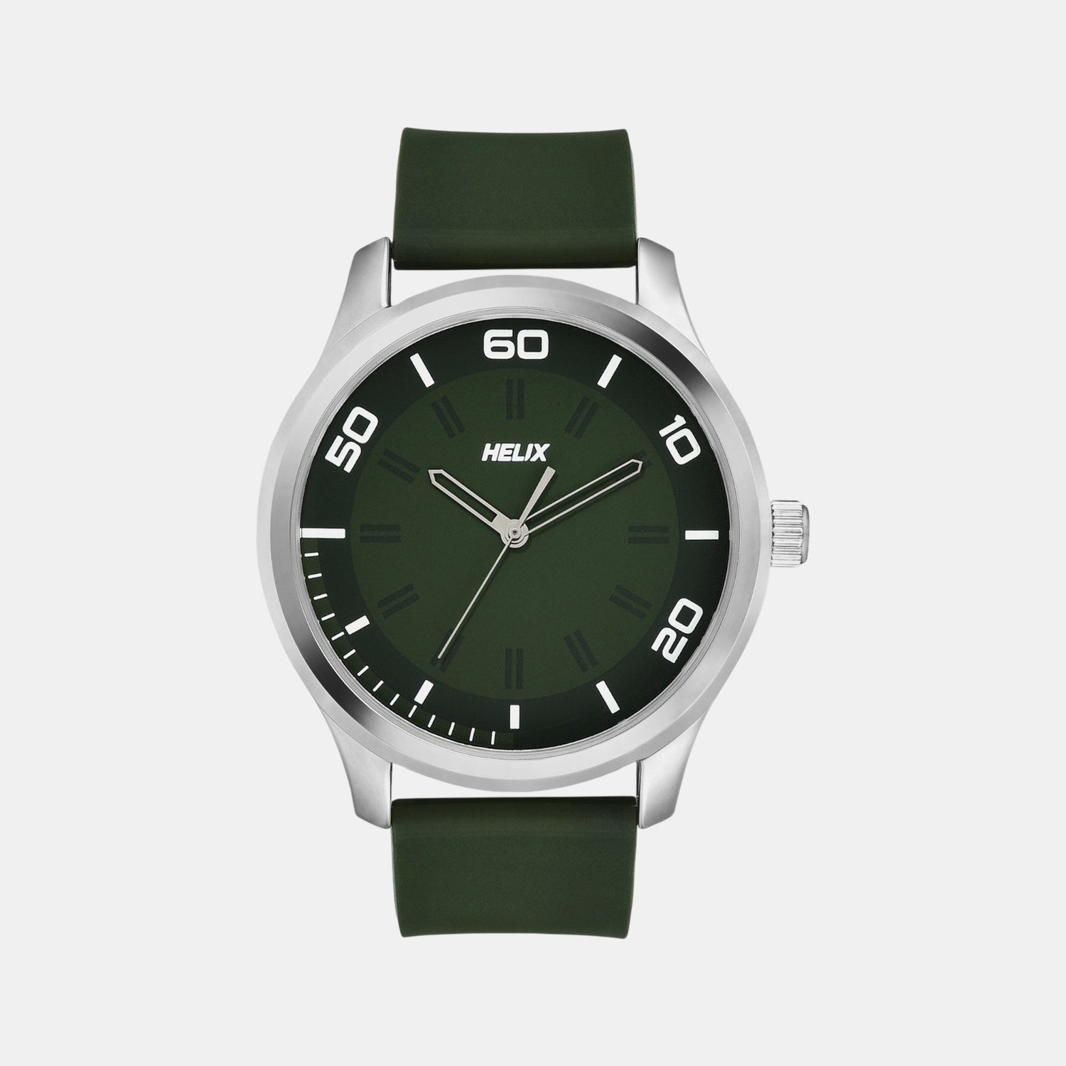 Men Quartz Green Dial Analog Silicone Watch TW043HG24