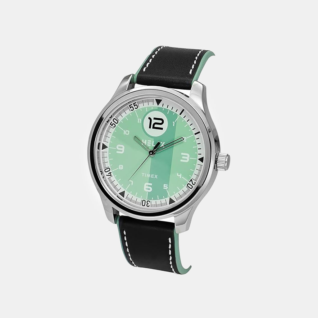 Men Quartz Green Dial Analog Leather Watch TW043HG25