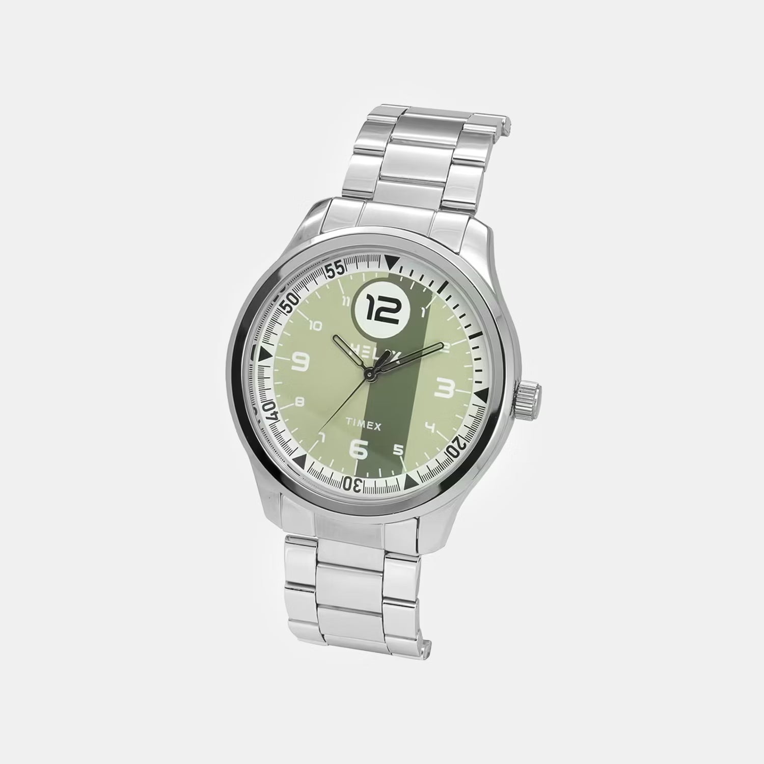 Men Quartz Green Dial Analog Stainless Steel Watch TW043HG27