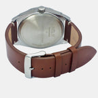 Men Quartz Silver Dial Analog Leather Watch TW044HG00