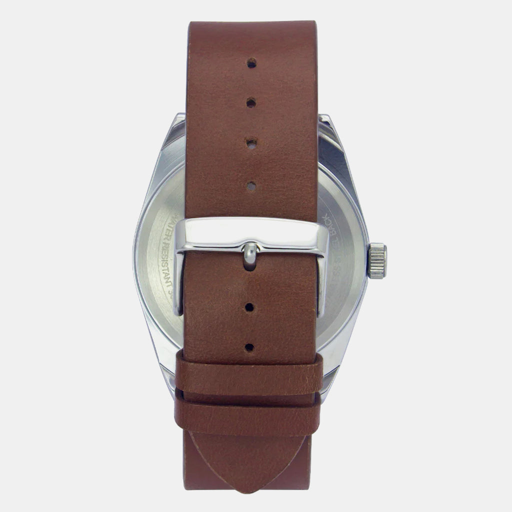 Men Quartz Silver Dial Analog Leather Watch TW044HG00