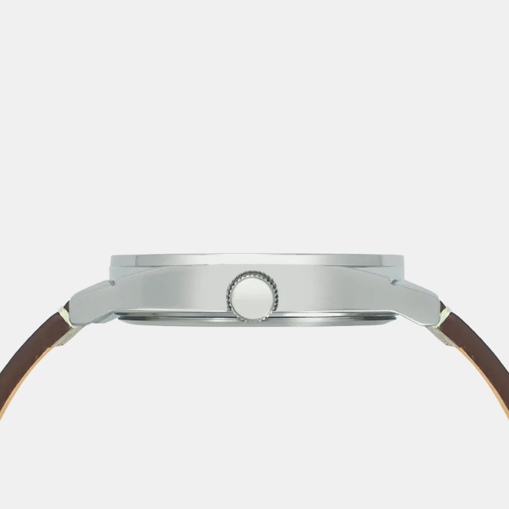 Men Quartz Silver Dial Analog Leather Watch TW044HG00