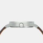 Men Quartz Silver Dial Analog Leather Watch TW044HG00