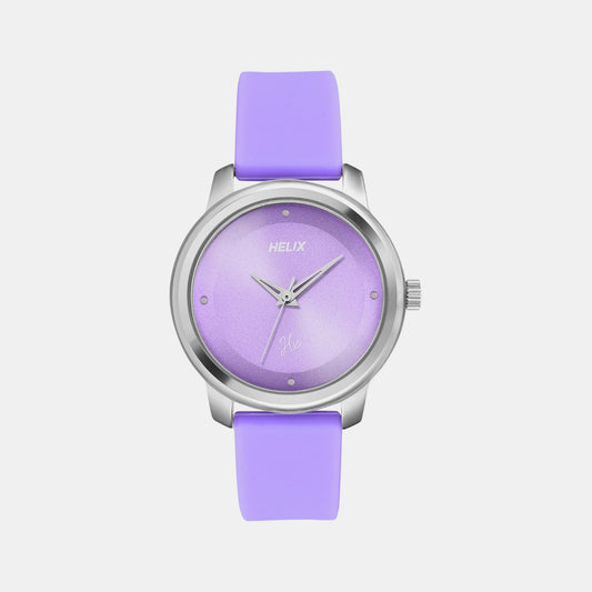 Women Quartz Purple Dial Analog Silicone Watch TW048HL15