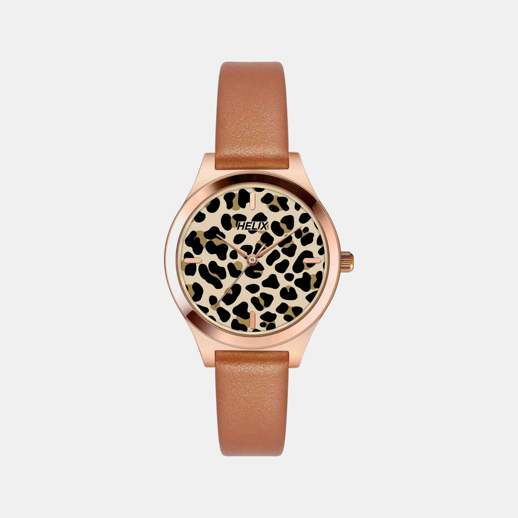 Women Quartz Two Tone Dial Analog Leather Watch TW049HL12