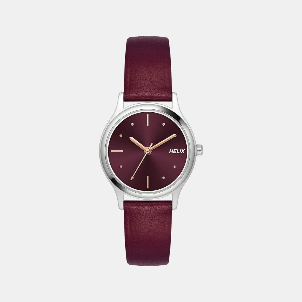 Women Quartz Burgundy Dial Analog Leather Watch TW051HL02
