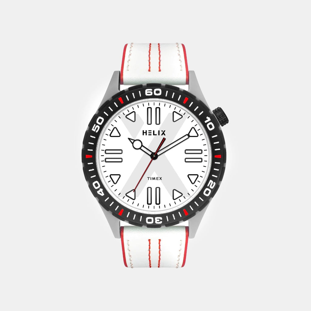 Men Quartz White Dial Analog Leather Watch TW052HG04