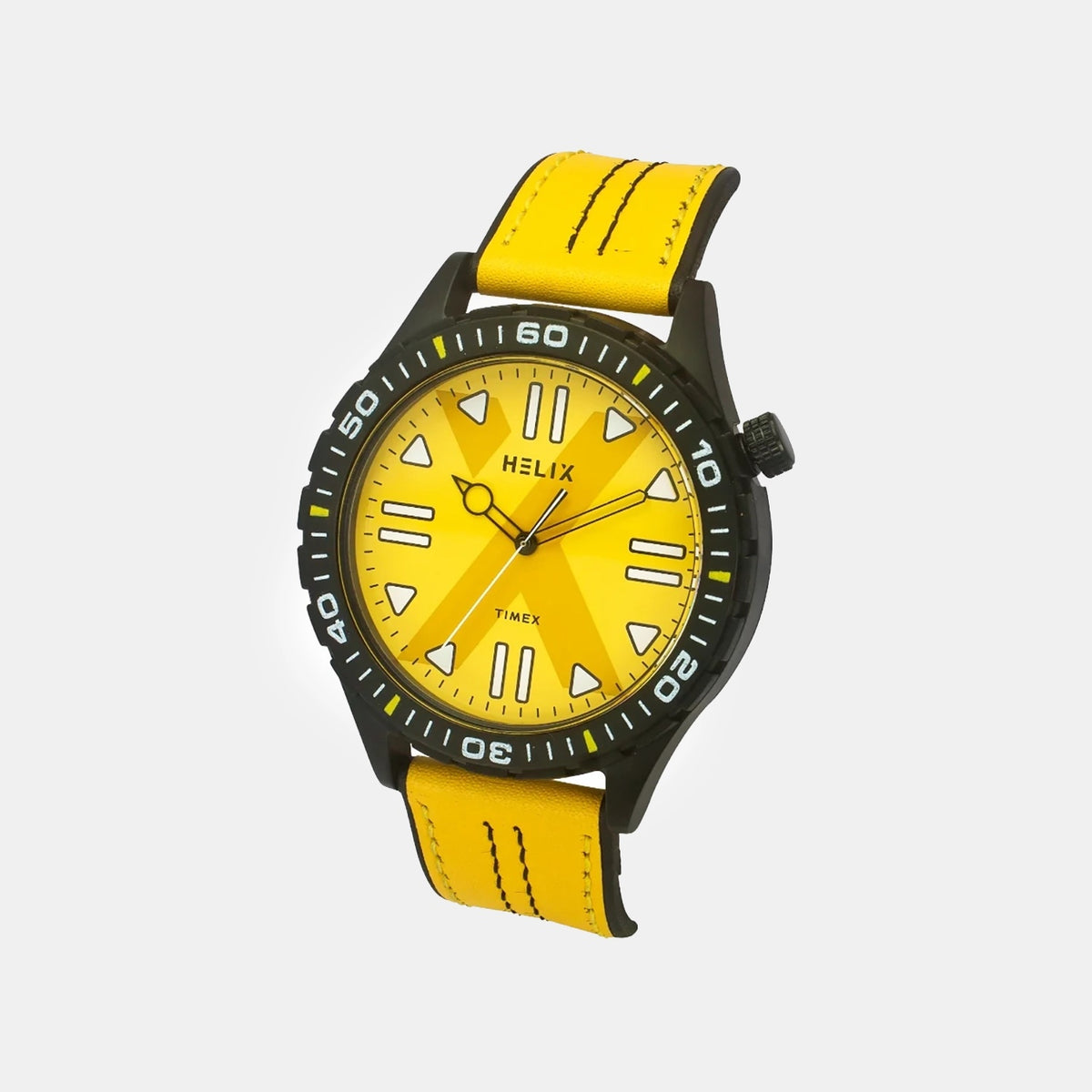 Men Quartz Yellow Dial Analog Leather Watch TW052HG05
