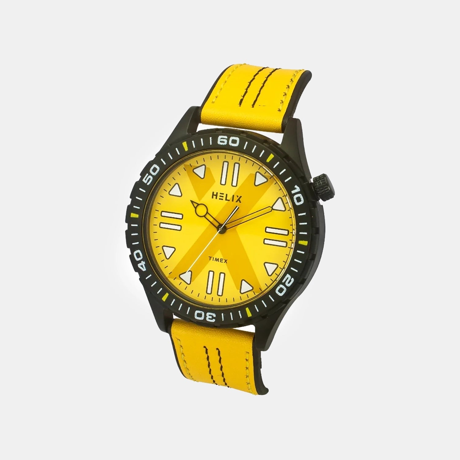 Men Quartz Yellow Dial Analog Leather Watch TW052HG05
