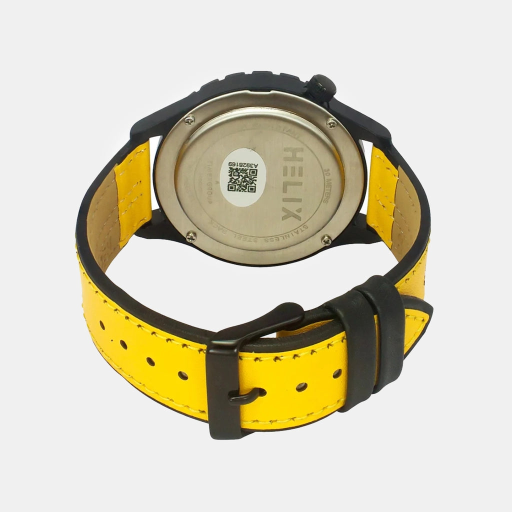 Men Quartz Yellow Dial Analog Leather Watch TW052HG05