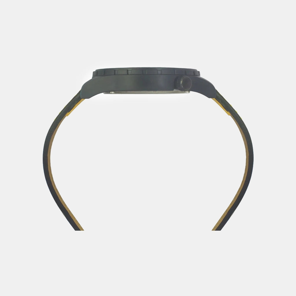 Men Quartz Yellow Dial Analog Leather Watch TW052HG05