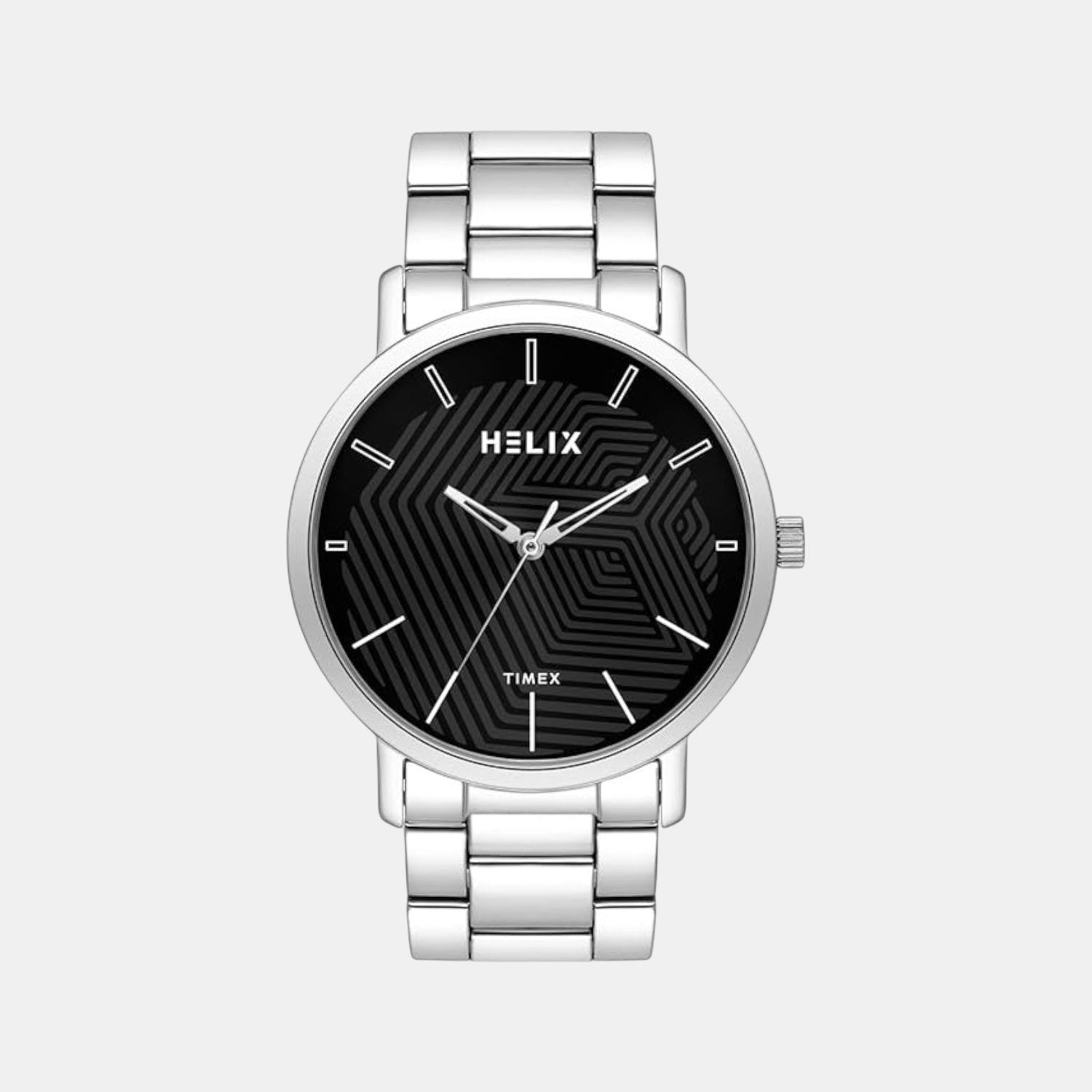 Helix Men Quartz Black Dial Analog Stainless Steel Watch TW053HG01 ...