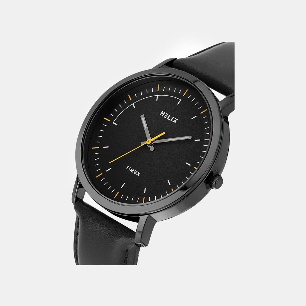 Men Quartz Black Dial Analog Leather Watch TW053HG13T