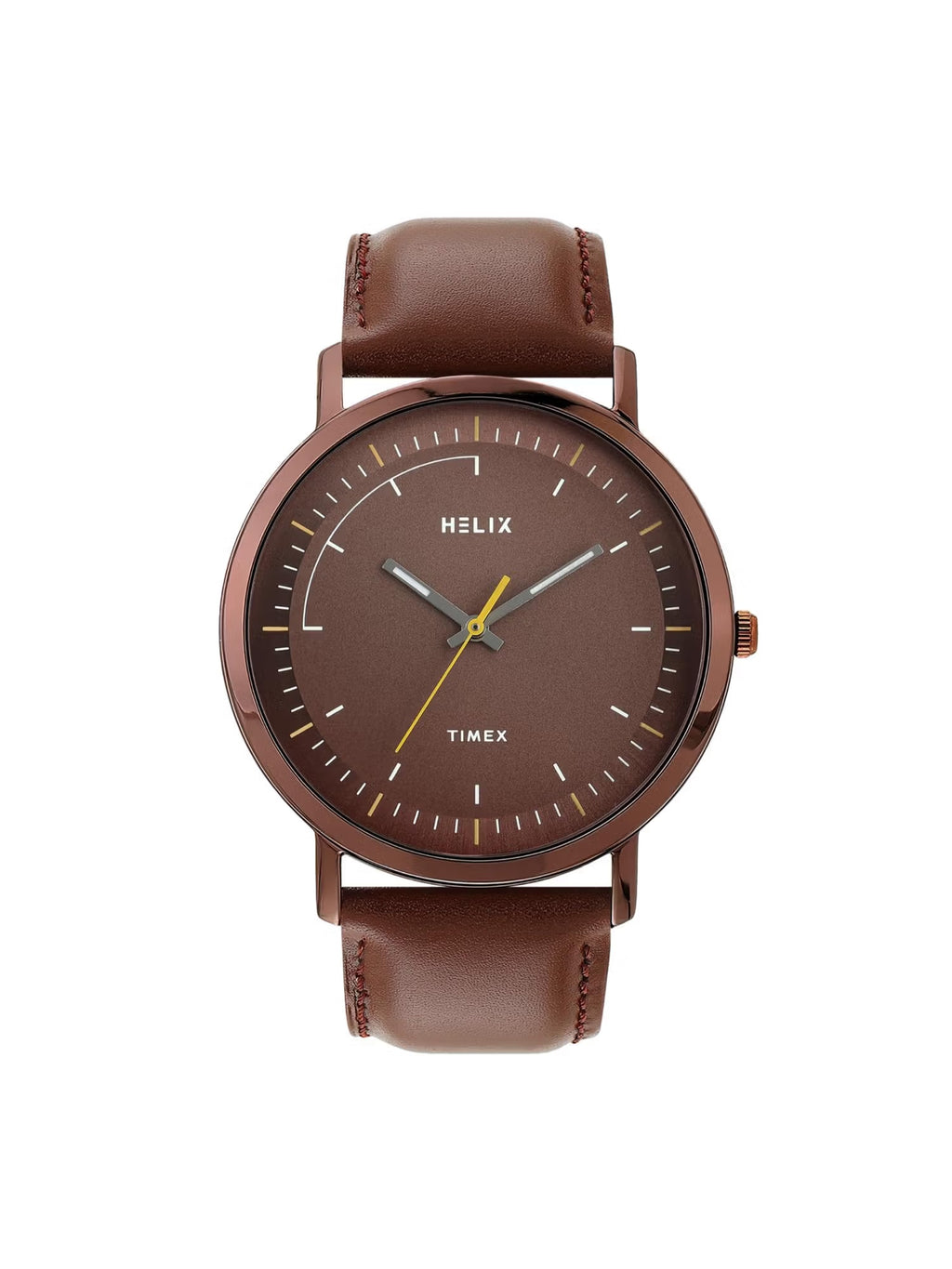 Men Quartz Brown Dial Analog Leather Watch TW053HG14T