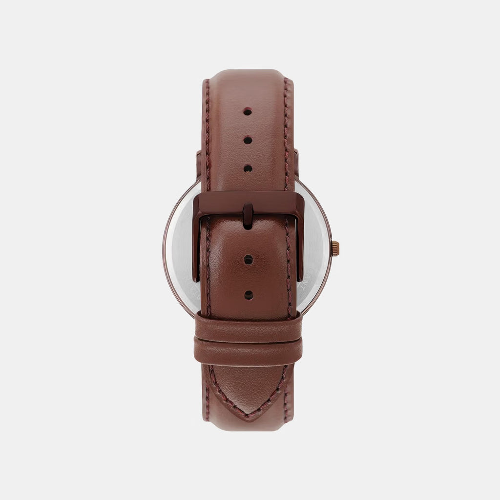 Men Quartz Brown Dial Analog Leather Watch TW053HG14T