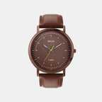 Men Quartz Brown Dial Analog Leather Watch TW053HG14T