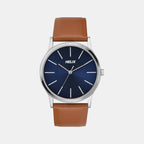 Men Quartz Blue Dial Analog Leather Watch TW054HG02